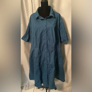 eShakti Blue Button-Up Dress